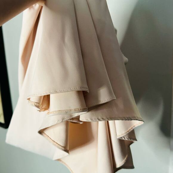 Badgley Mischka Blush Halter Odessa Zip Up Back Gown Dress Size 18 - Picture 13 of 16